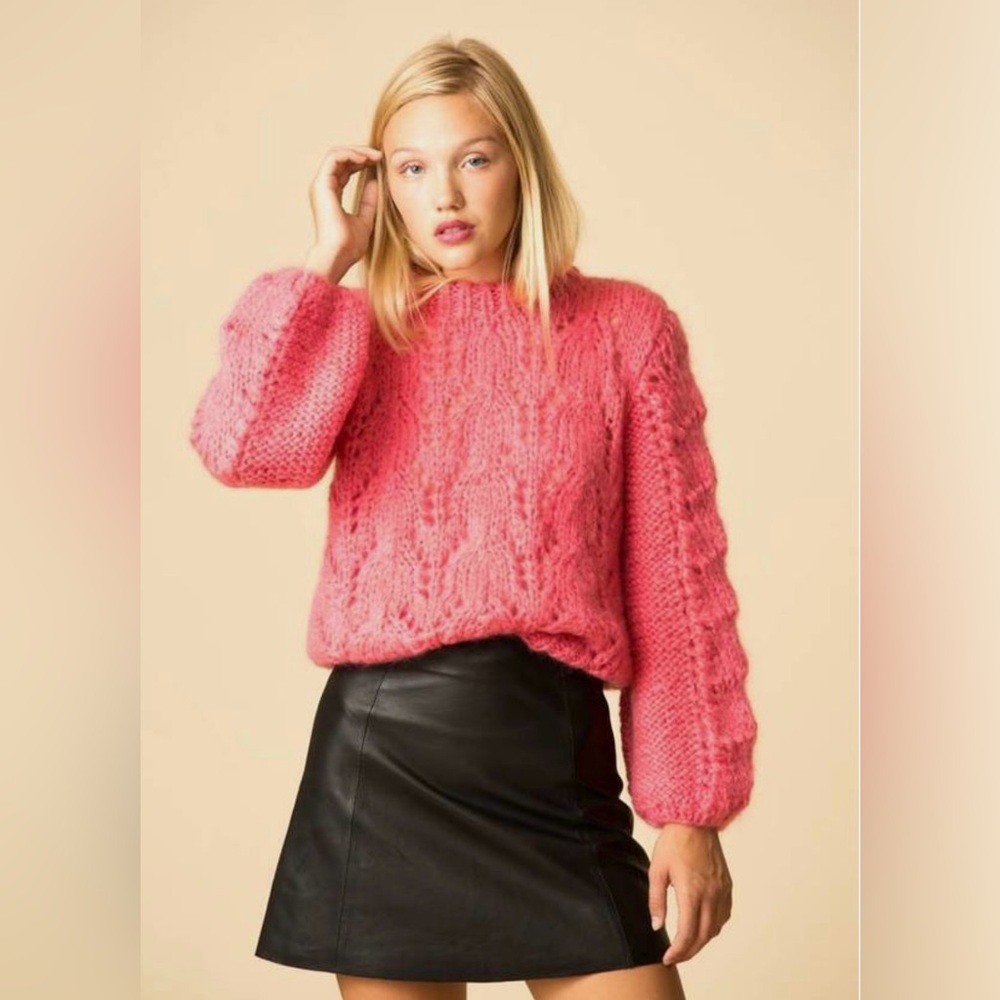 Fannie Juilliard Hot Pink Mohair Sweater